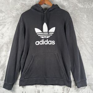 Adidas Originals Trefoil Hoodie Mens Large Black Pullover Sweatshirt Logo